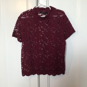 Maroon Floral see through top